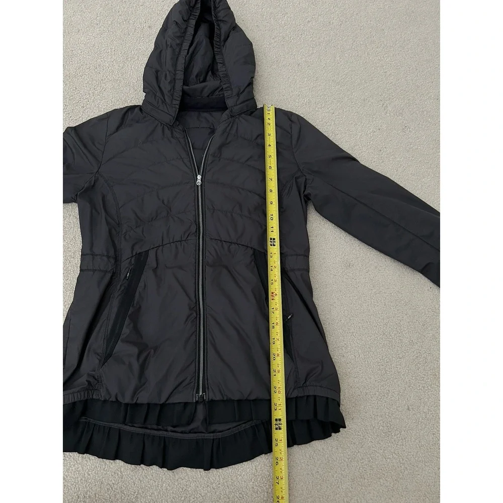 Lululemon Black Puffy Windbreaker Removable Hood Size 8